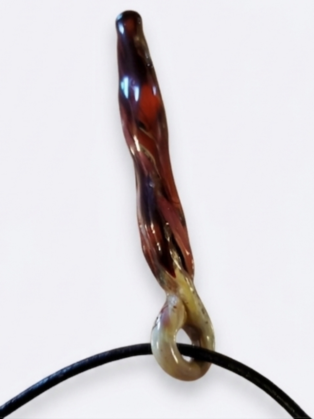 Blown Glass Pendant w/18" Leather necklace handmade, NWOT - Picture 6 of 8